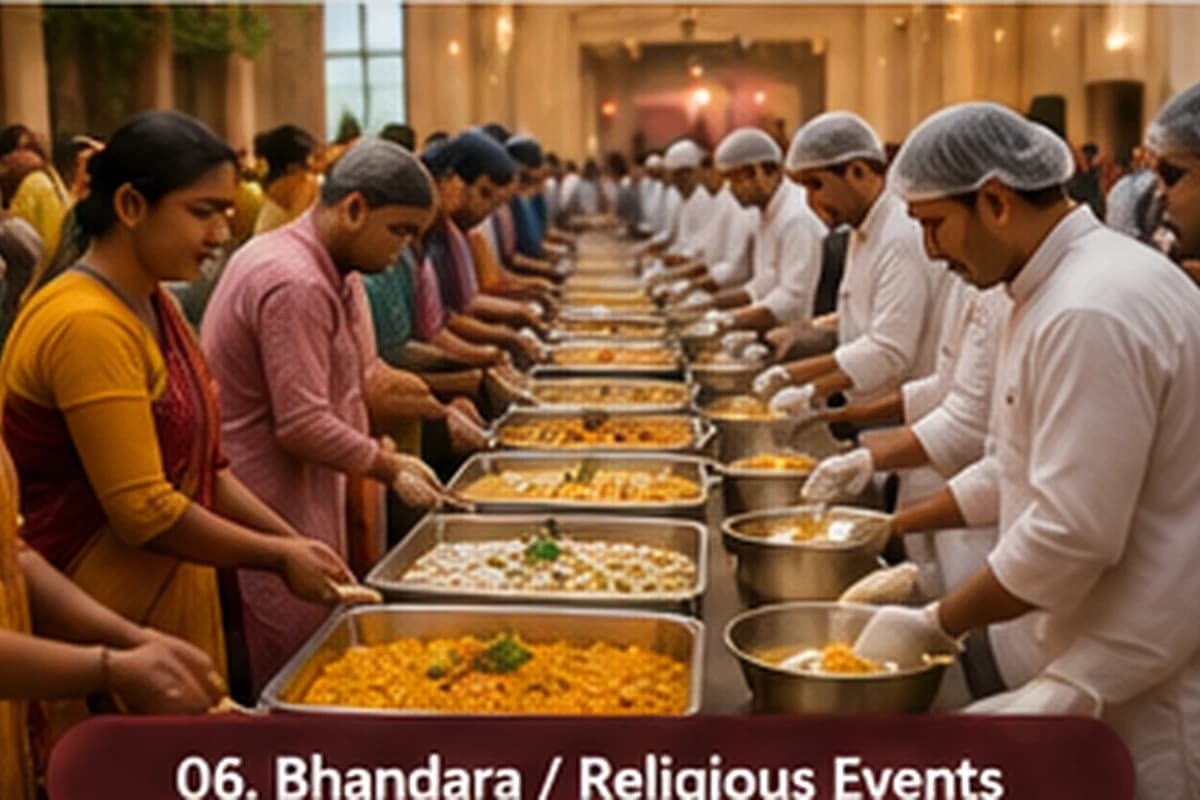 Bhandara catering setup for religious events in Prayagraj